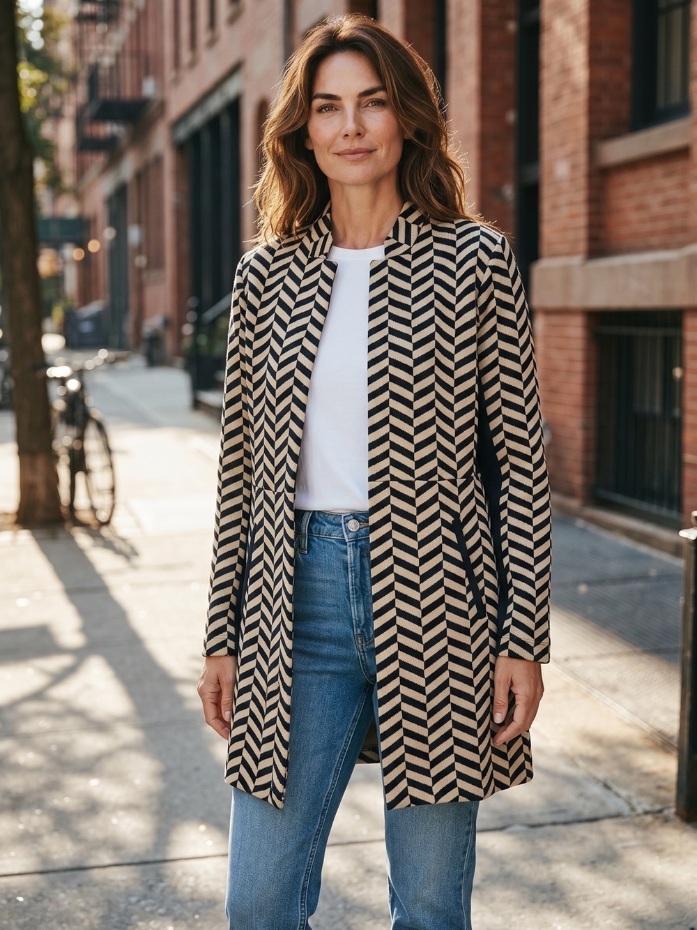 Chico's Chevron Open Front Cardigan Size 3 US XL